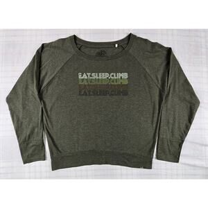 PrAna Womens Eat.Sleep.Climb Long Sleeve Graphic Tee Olive Green M